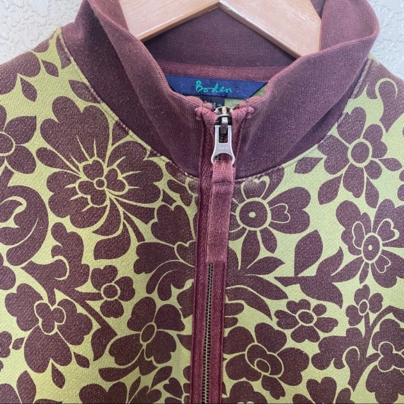 Boden Full zip jacket green brown flower print - Picture 3 of 5